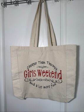 Cheaper Than Therapy Girls Weekend Canvas Tote Bag Large Travel Beach Tote